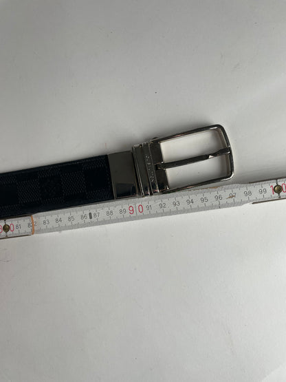 vintage Louis Vuitton Damier Monogram Leather Belt Black