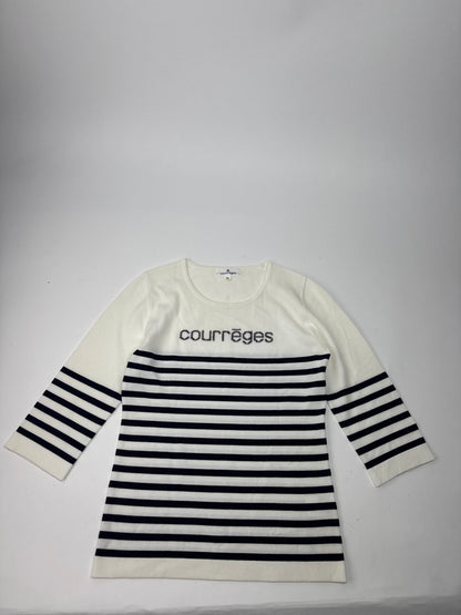 Vintage Courreges Paris Striped Sweater White/Navy EU36/S