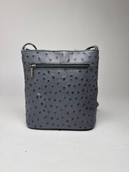 Vintage Ostrich Leather shoulder Bag Grey