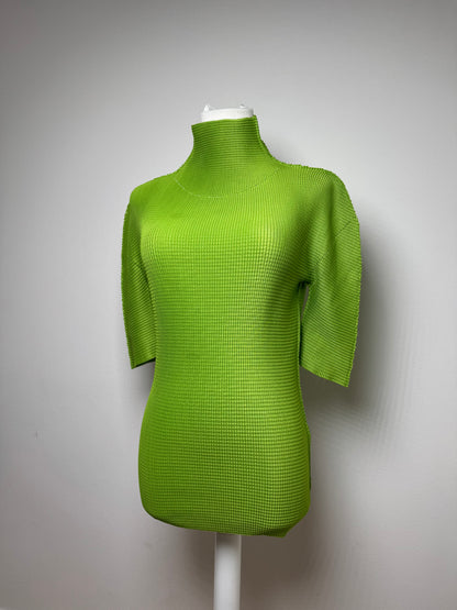 Vintage Issey Miyake Pleated Turtleneck Sweater 38/M Green