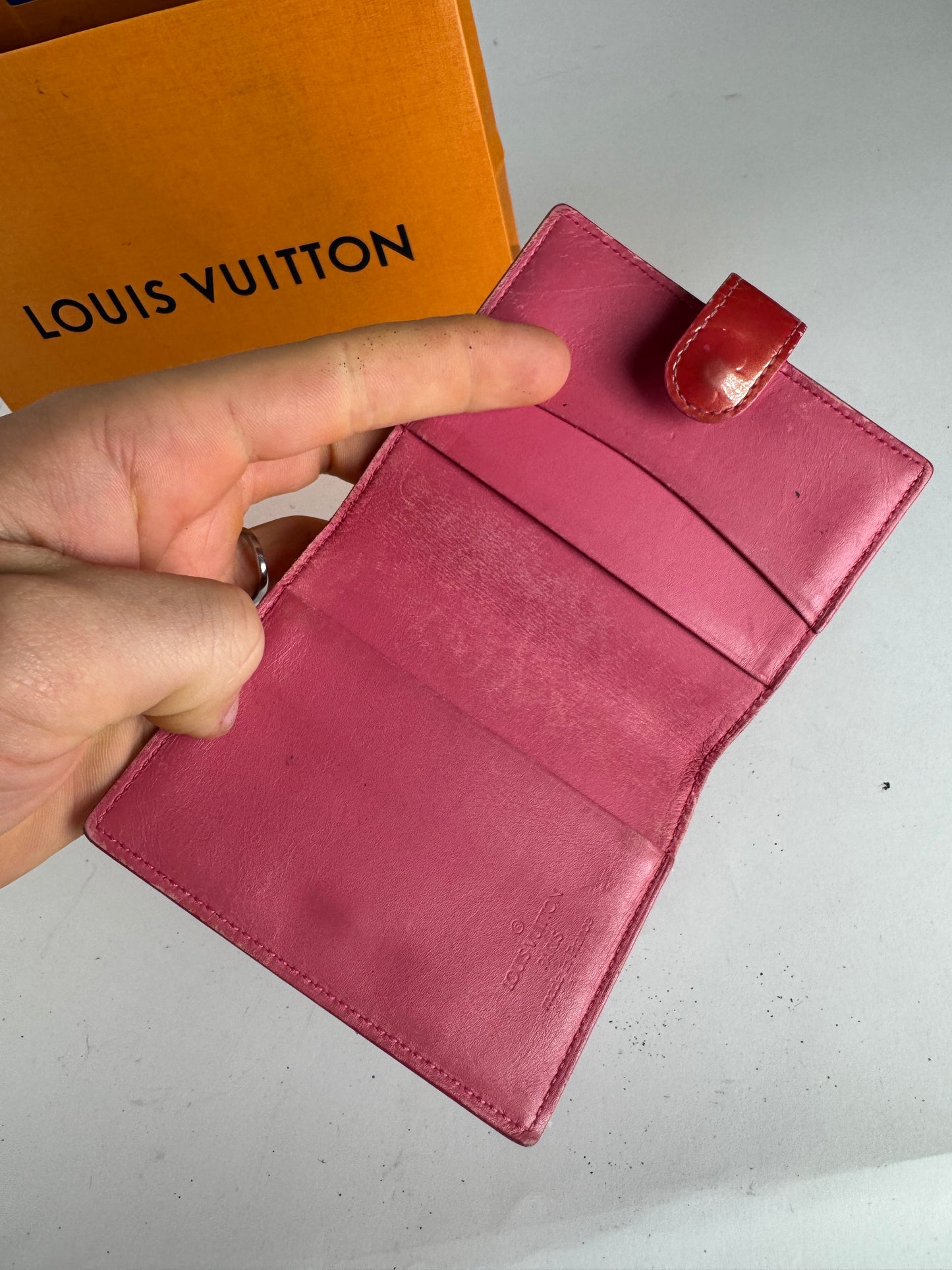 Vintage Louis Vuitton Vernis Leather Card Holder Red