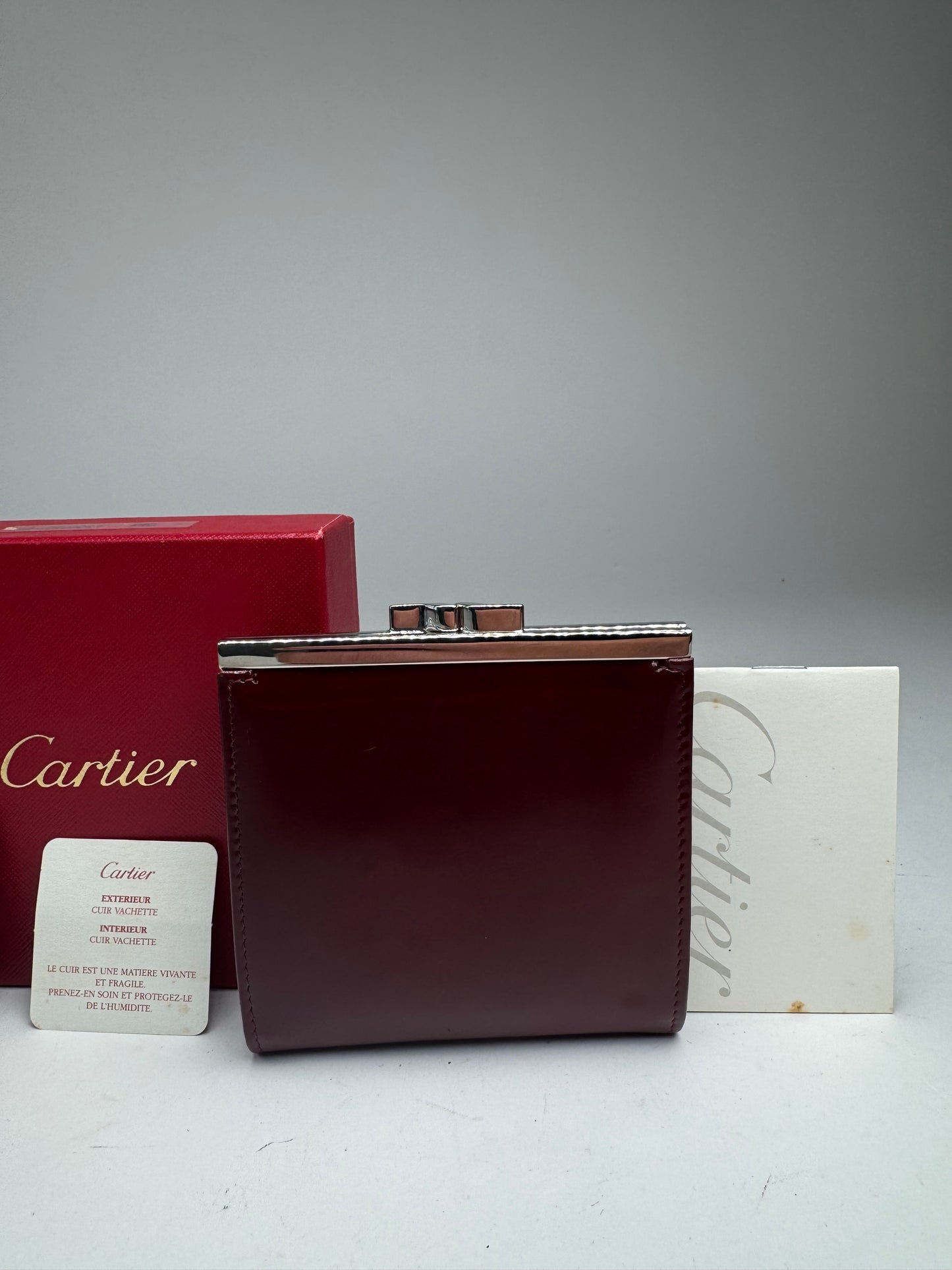 Vintage Cartier Patent Leather Wallet burgundy
