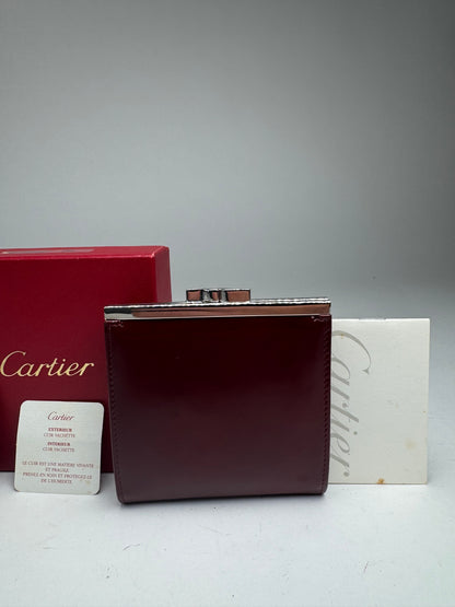 Vintage Cartier Patent Leather Wallet burgundy