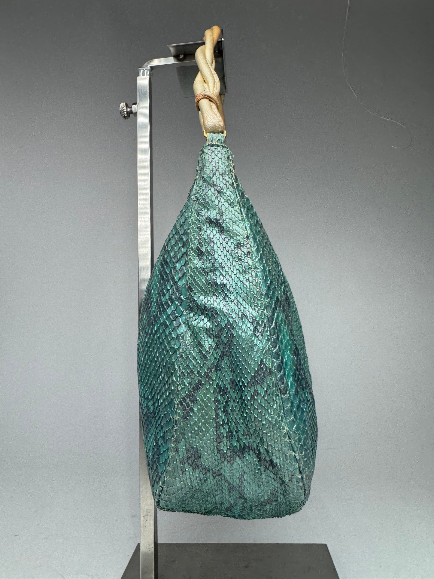 Vintage Gianni Versace Snakskin Leather Bag Turquoise golden