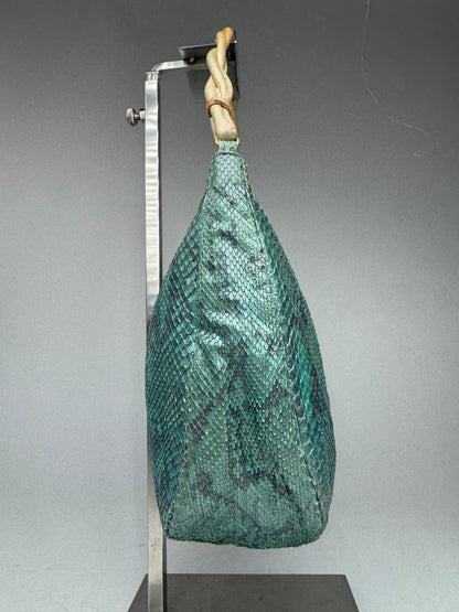 Vintage Gianni Versace Snakskin Leather Bag Turquoise golden