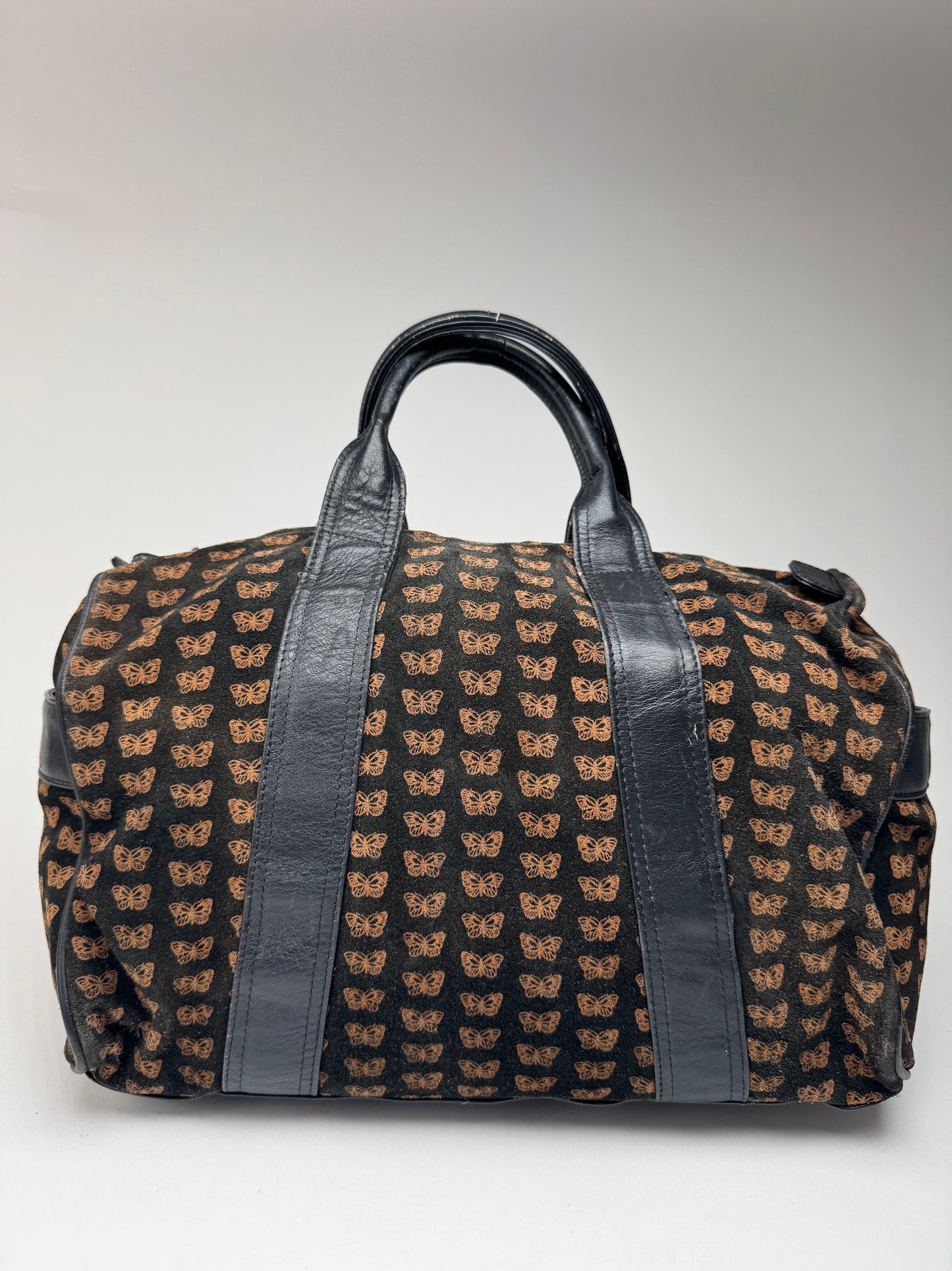 Vintage Bottega Veneta Suede Leather Monogramm Bag black brown