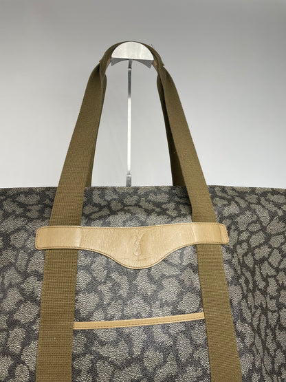 Vintage Yves Saint Laurent Leather Travel Bag Grey/Brown