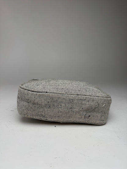 Vintage Prada Canvas Clutch/Cosmetic Bag Grey Black