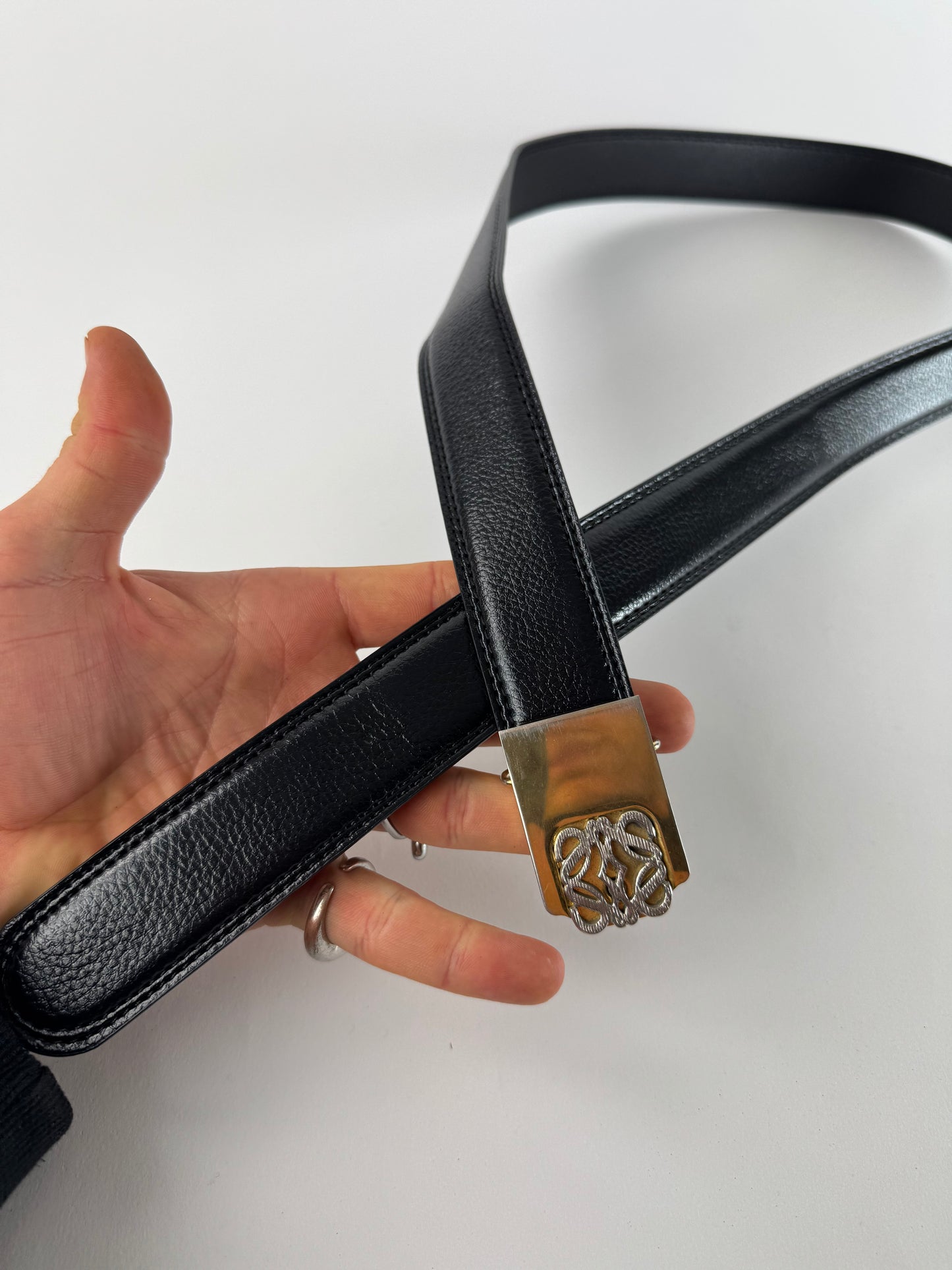 Vintage Loewe Madrid Leather Belt Black Amazona