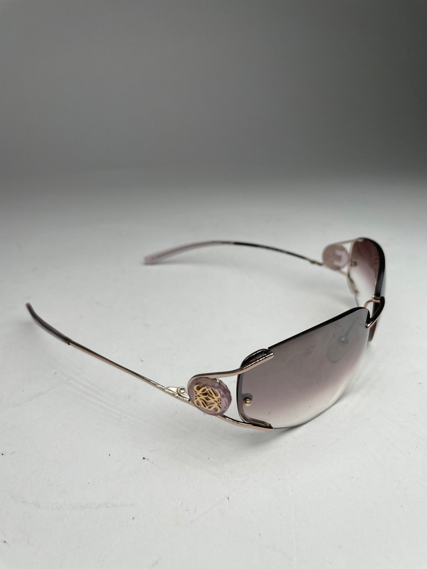 Vintage Loewe Madrid Frameless Sunglasses purple silver