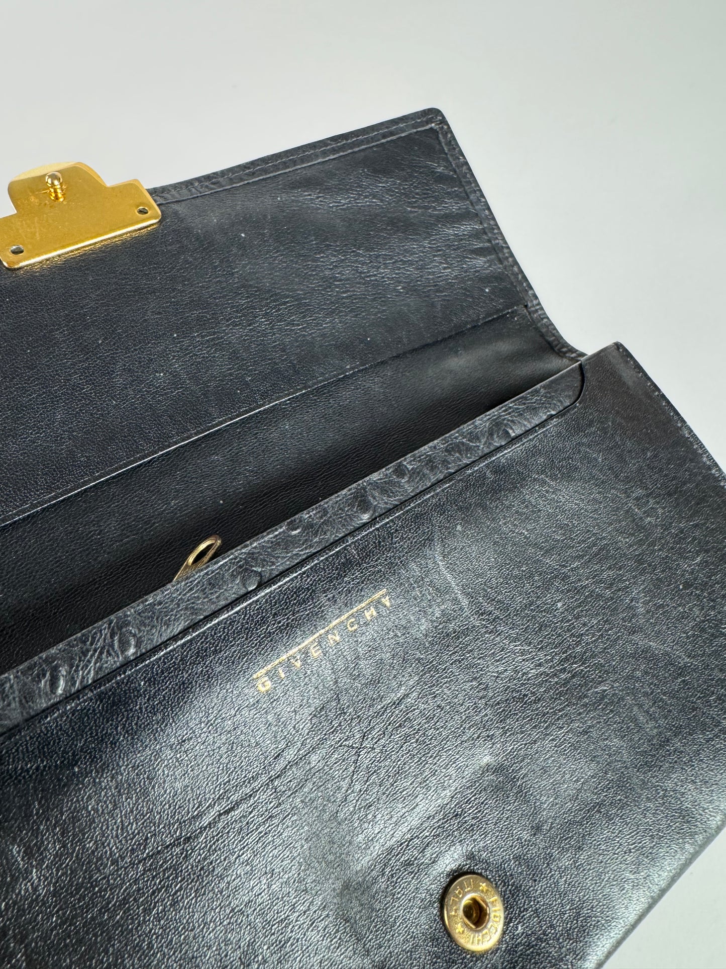 Vintage Givenchy Ostrich Leather card holder / ID holder Black