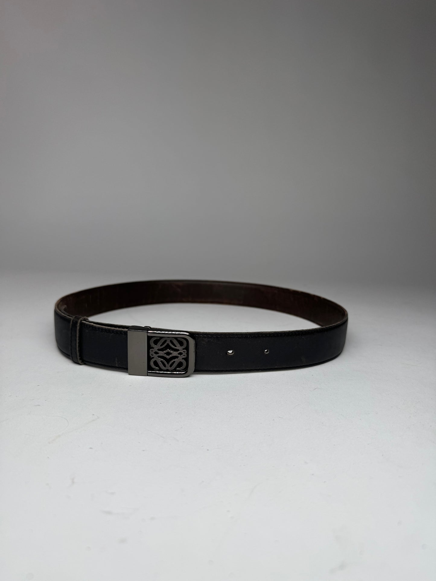 Vintage Loewe Madrid Leather Belt Black