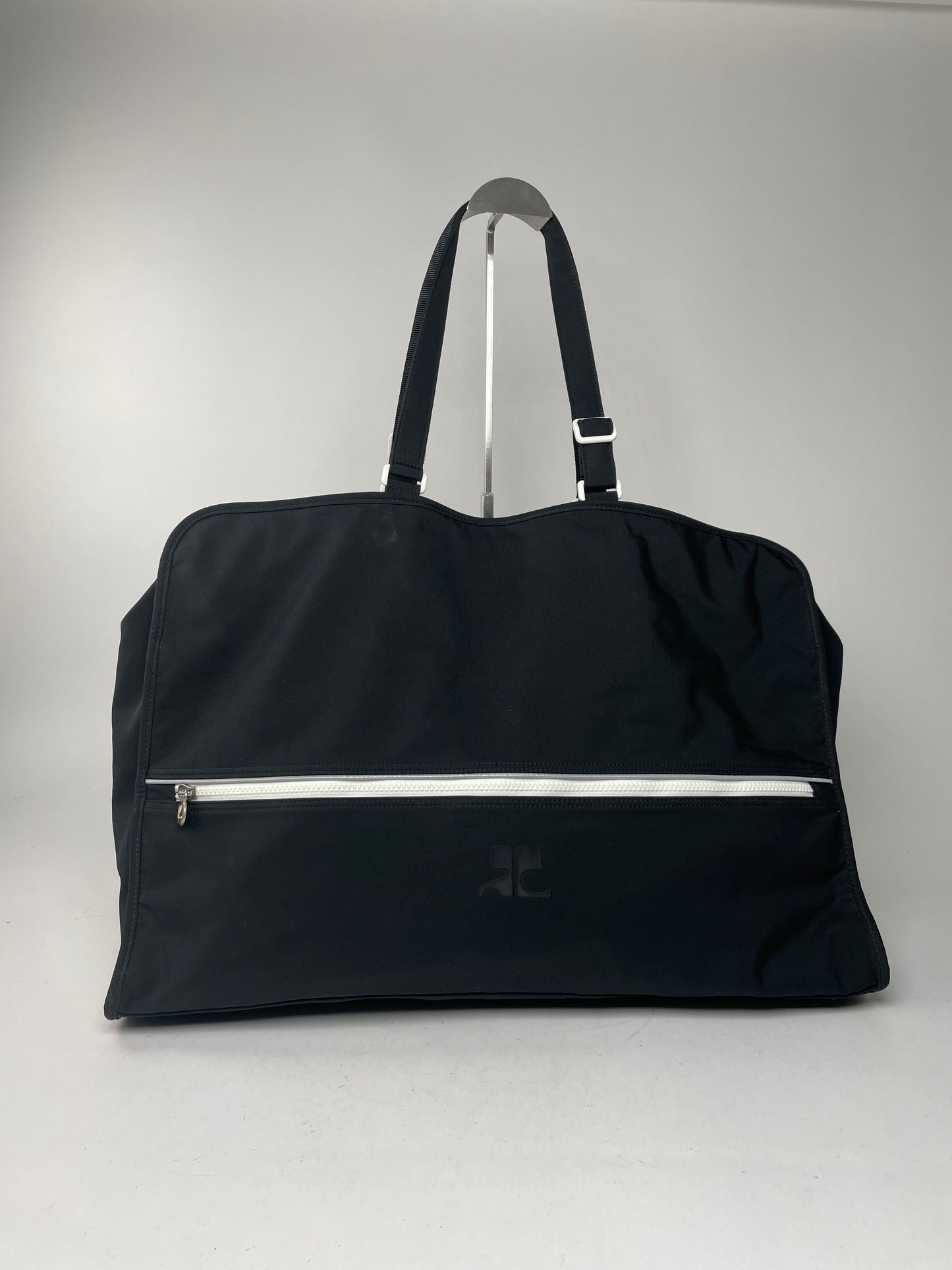Vintage Courreges Paris Weekender Travel Bag Black White