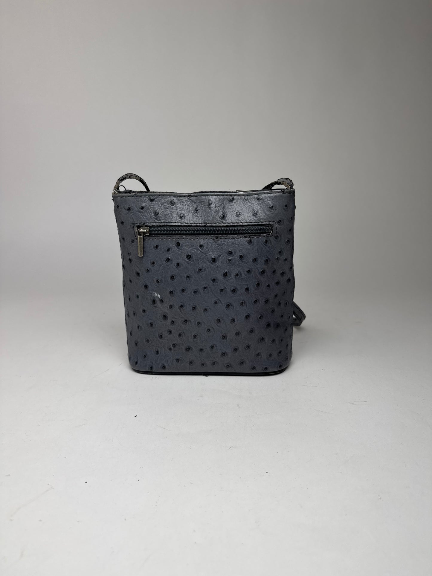 Vintage Ostrich Leather shoulder Bag Grey