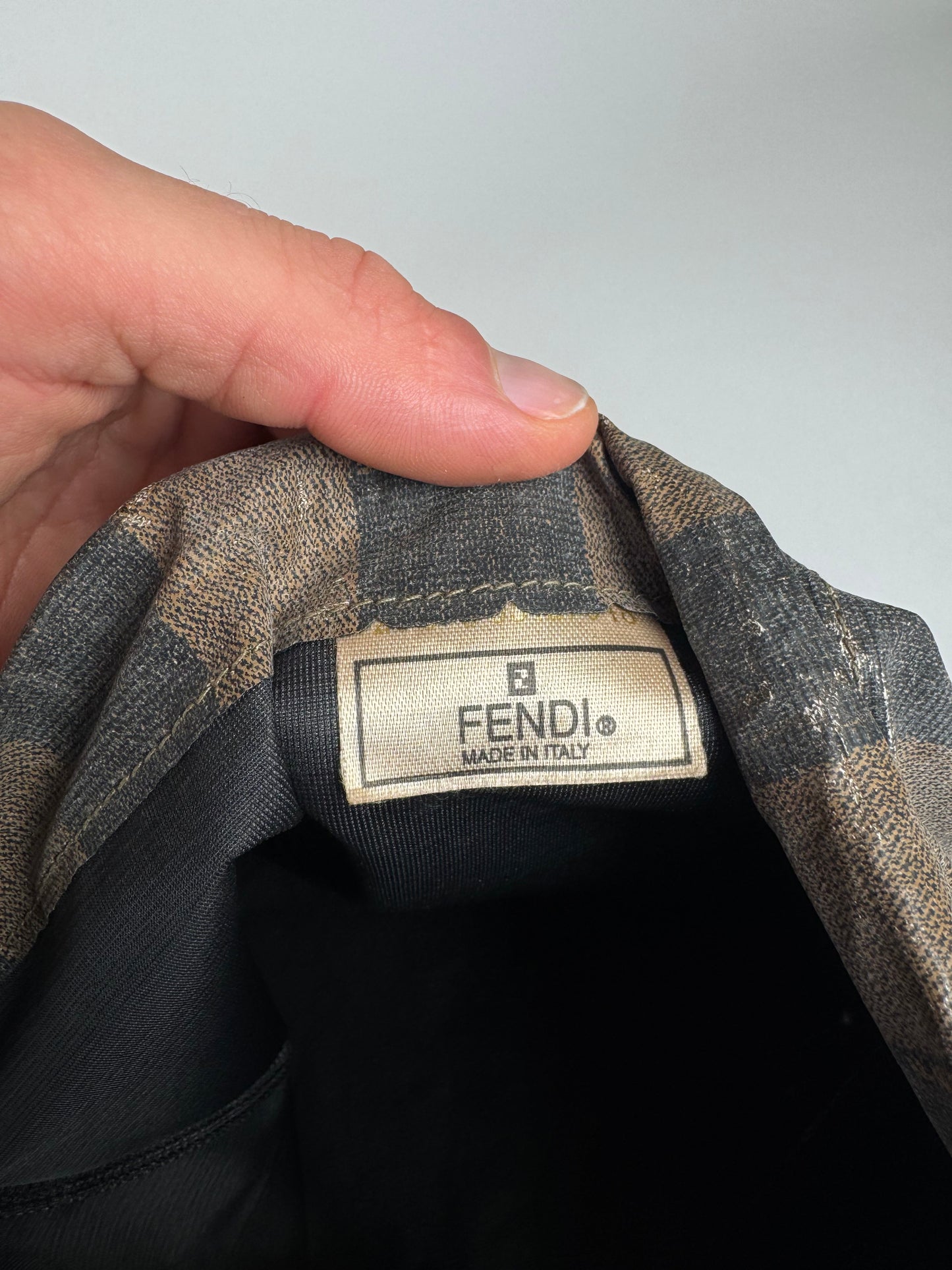 Vintage Fendi Roma Striped Leather Pouch / Bag brown striped