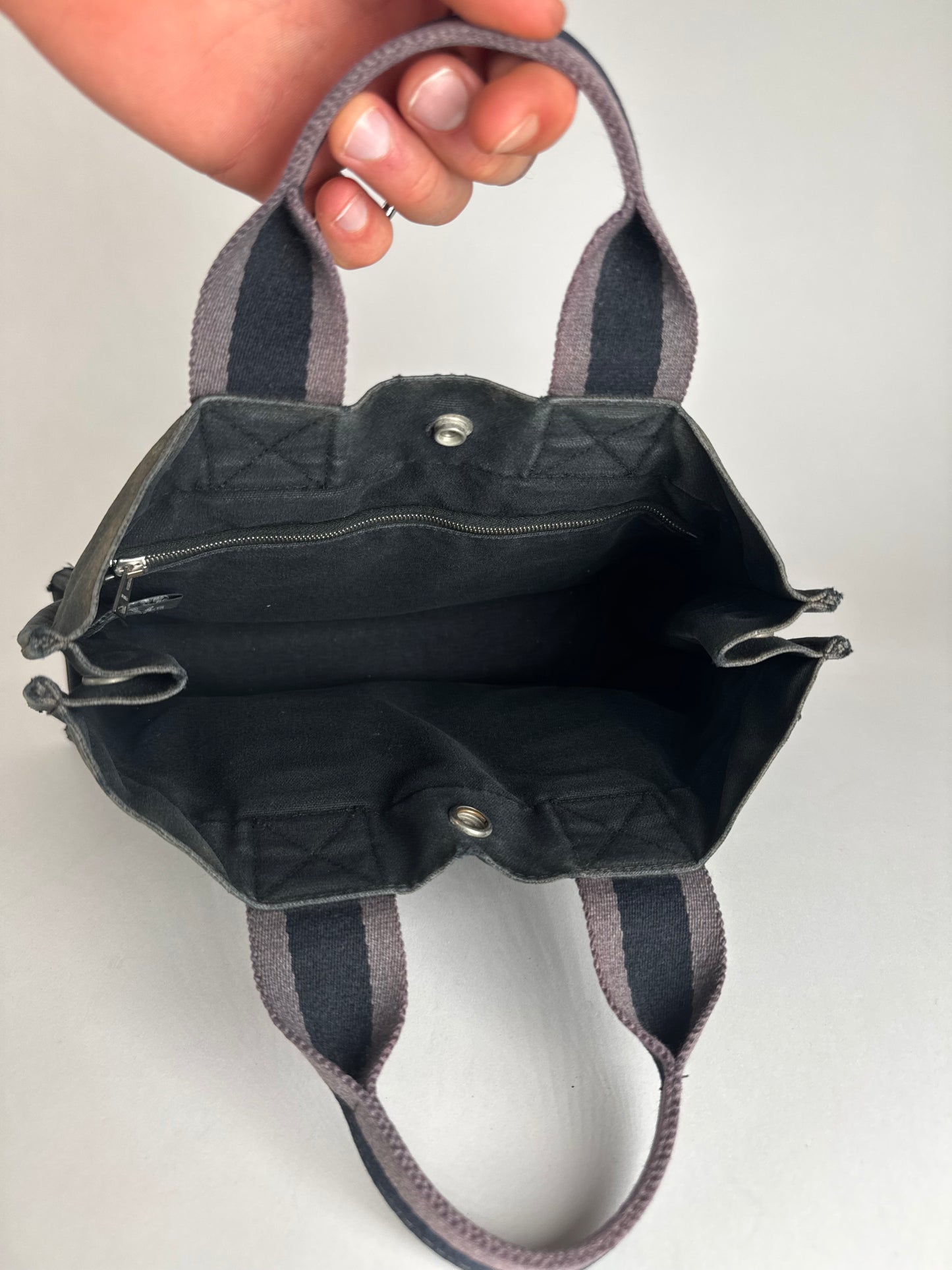 Vintage Hermes Paris Canvas Shopper Black