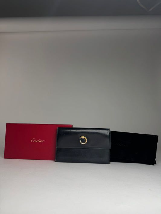 Vintage Cartier Panthere Patent Leather Wallet Black