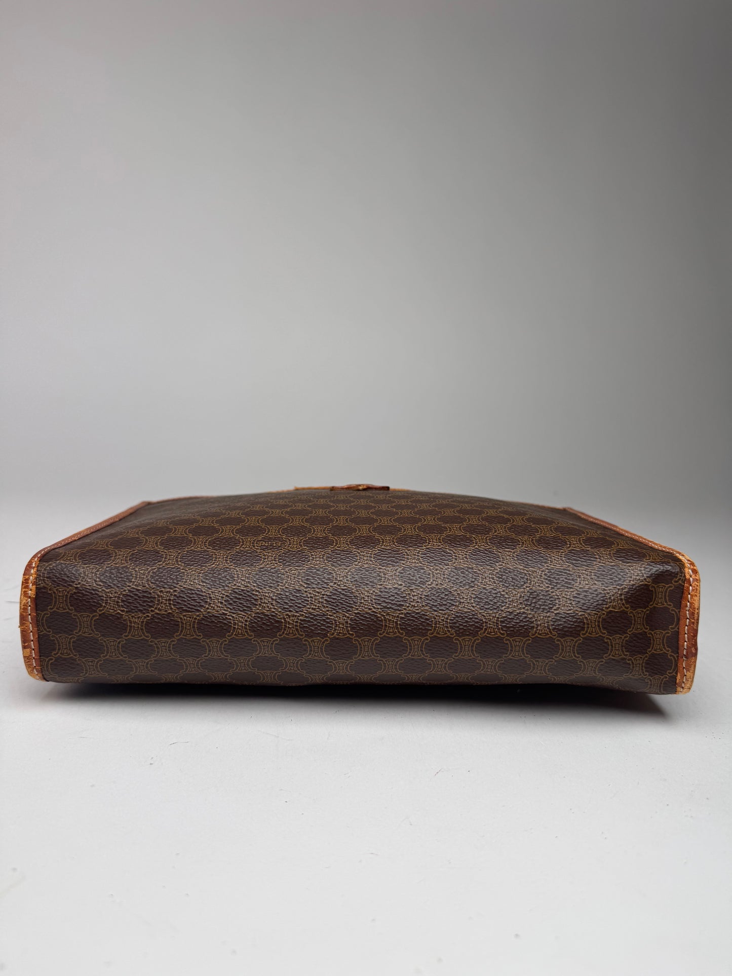 Vintage Celine Paris Leather Monogram Clutch brown