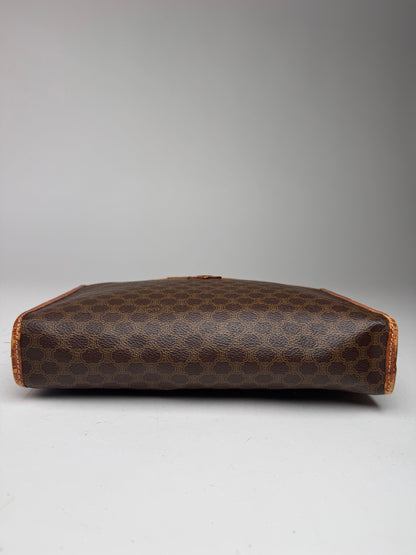 Vintage Celine Paris Leather Monogram Clutch brown