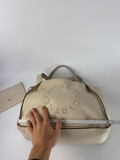 Vintage Stella Mc Cartney Vegan Leather Logo Shopper Bag Beige