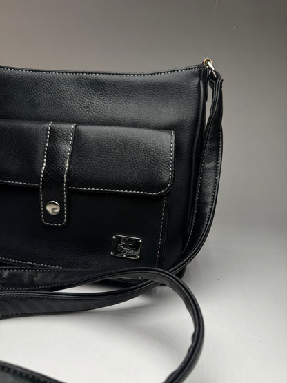 Vintage Courreges Paris Leather Bag Black
