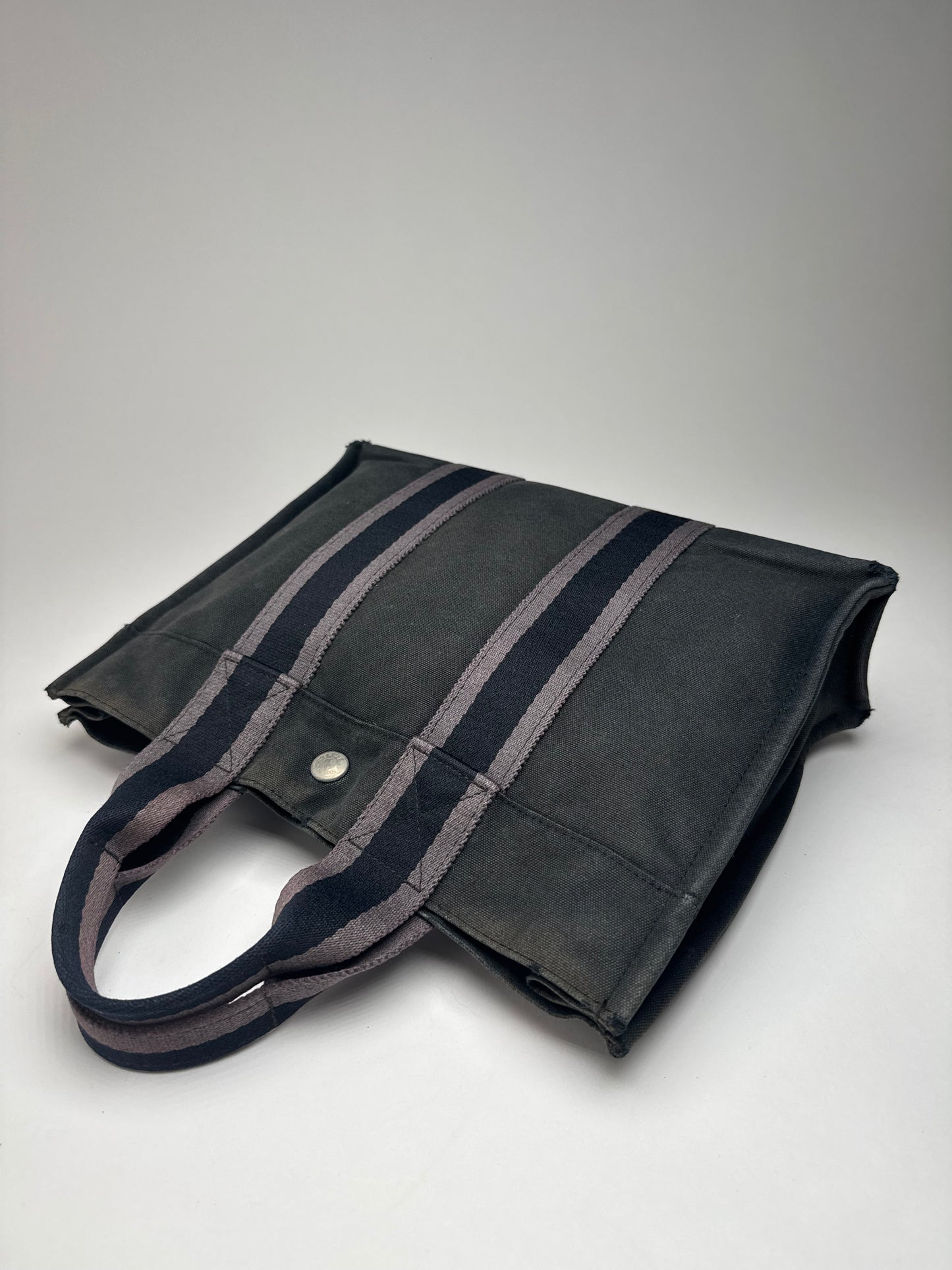 Vintage Hermes Paris Canvas Shopper Black