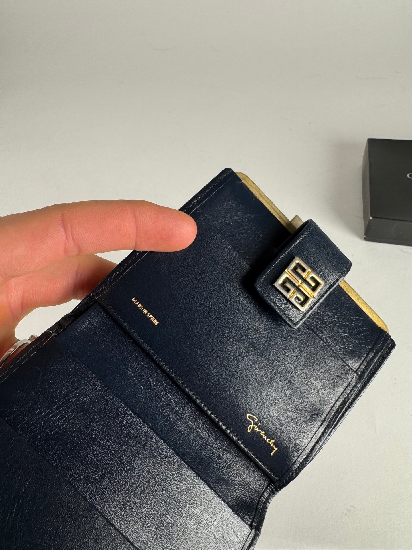 Vintage Givenchy GV3 monogram Leather Wallet marine white