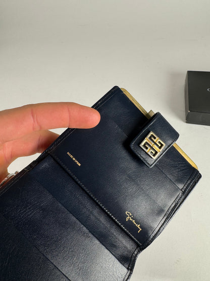 Vintage Givenchy GV3 monogram Leather Wallet marine white