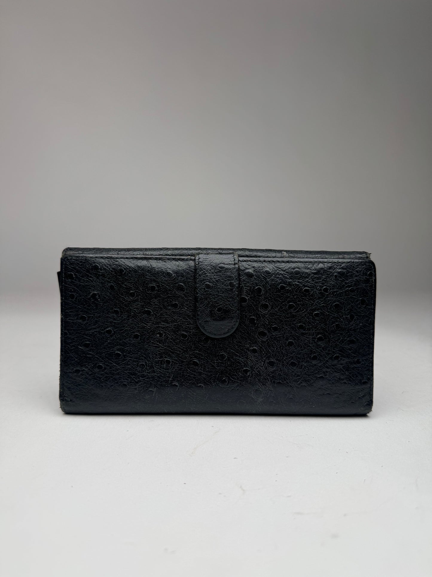 Vintage Gianni Versace Ostrich Leather Wallet Black