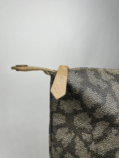 Vintage Yves Saint Laurent Leather Travel Bag Grey/Brown