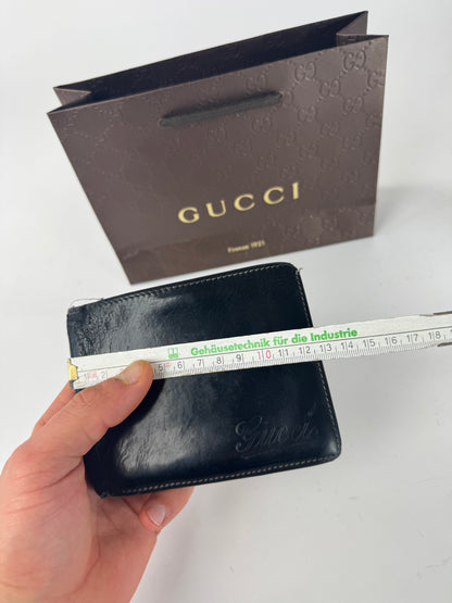 Vintage Gucci foldable Leather Wallet black