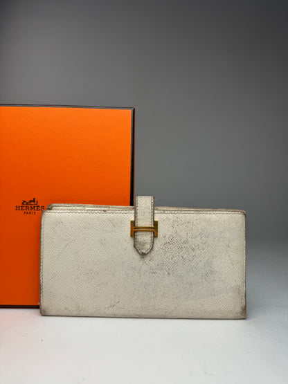 Vintage Hermes Paris Leather Wallet White