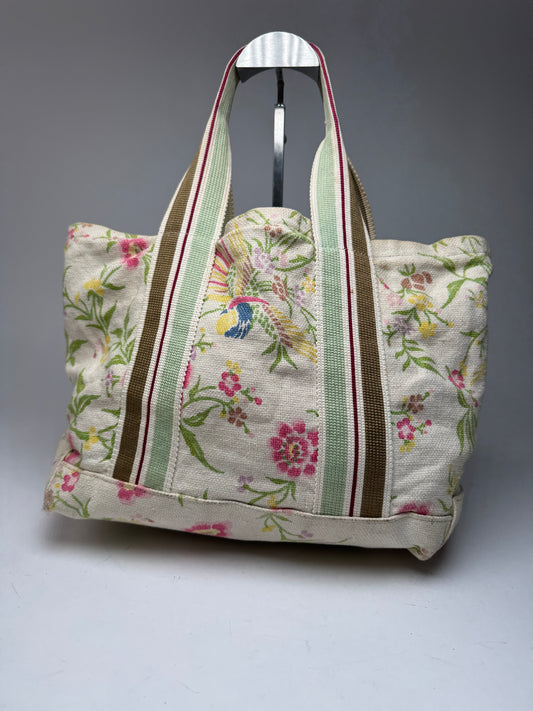 Vintage Marni Linen Floral Shopper Bag Beige