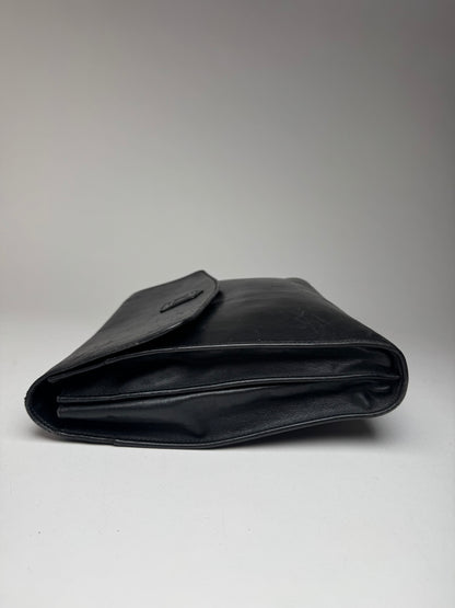 Vintage Celine Paris Triomphe Leather Clutch Black