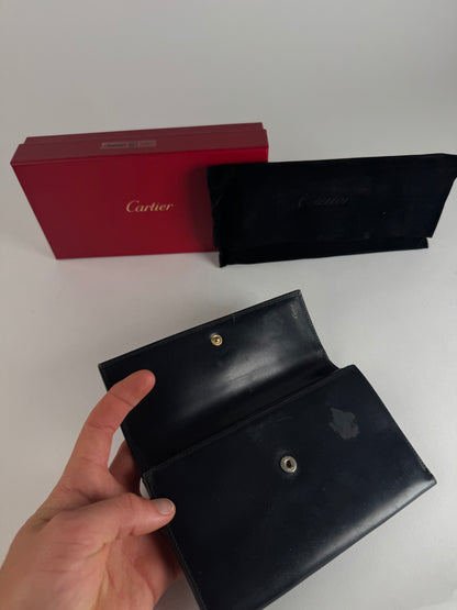 Vintage Cartier Panthere Patent Leather Wallet Black