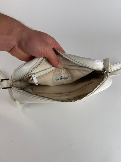Vintage Courreges Paris Leather Crossbody Bag White
