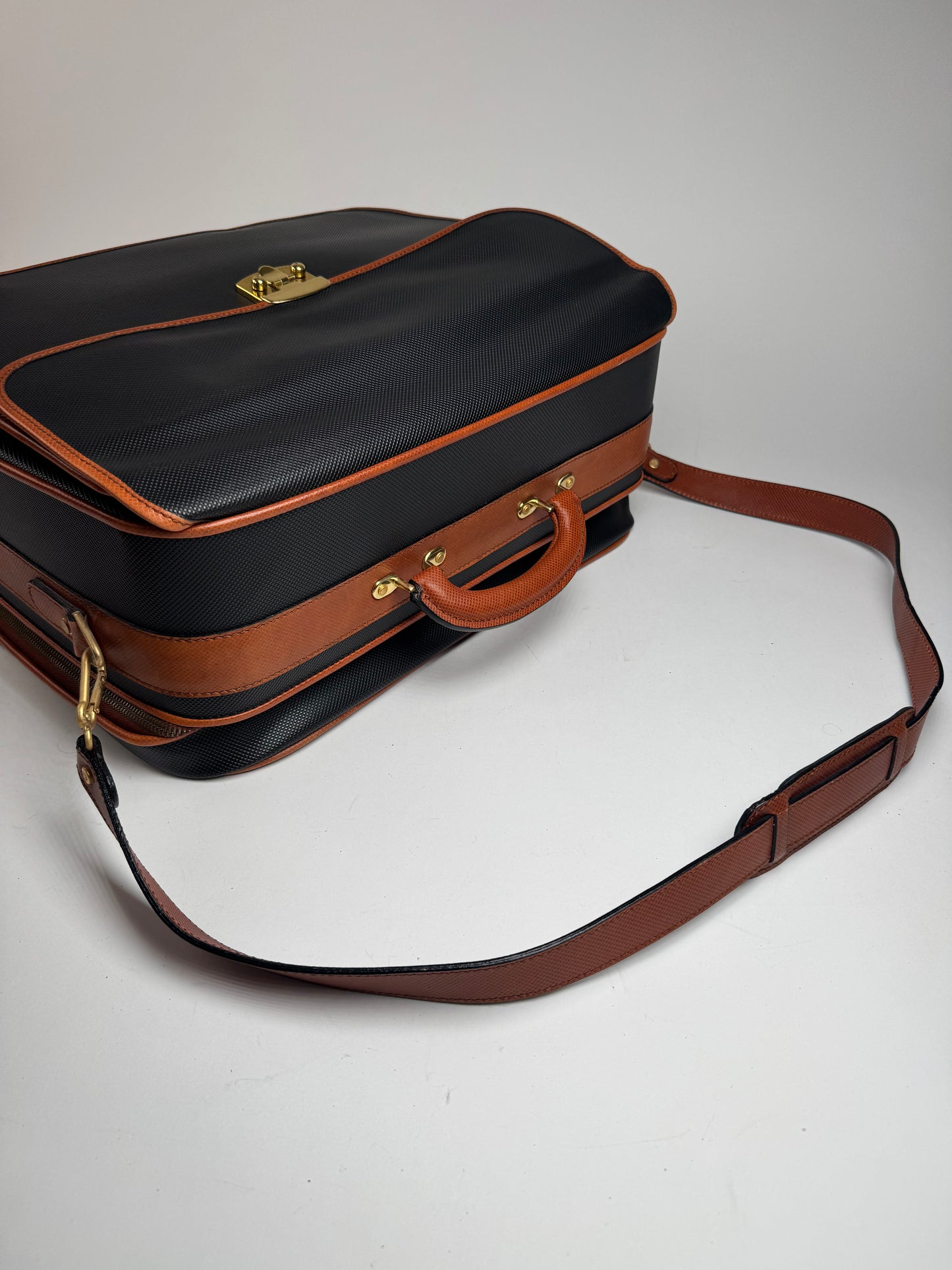 Vintage Bottega Veneta leather Suitcase black / Brown