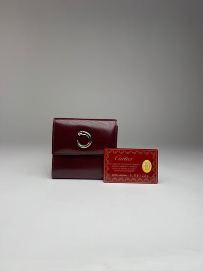 Vintage Cartier Panthere Latent Leather Wallet burgundy