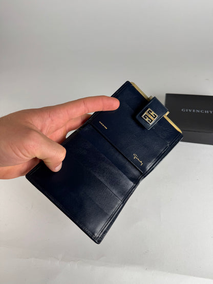 Vintage Givenchy GV3 monogram Leather Wallet marine white