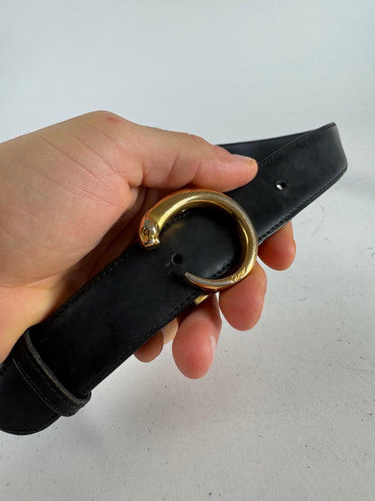 Vintage Cartier Panthere Leather Belt black