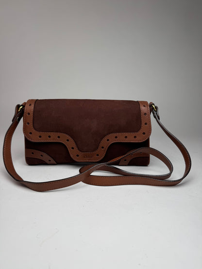 Vintage Chloe Leather Suede Shoulder Bag brown
