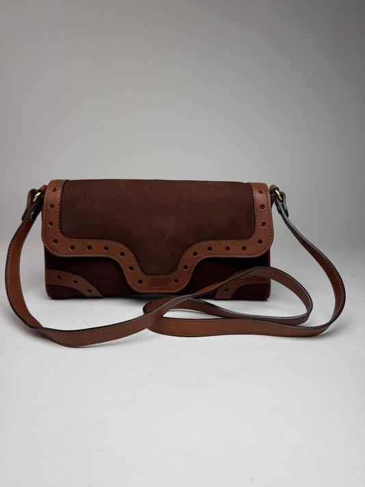 Vintage Chloe Leather Suede Shoulder Bag brown