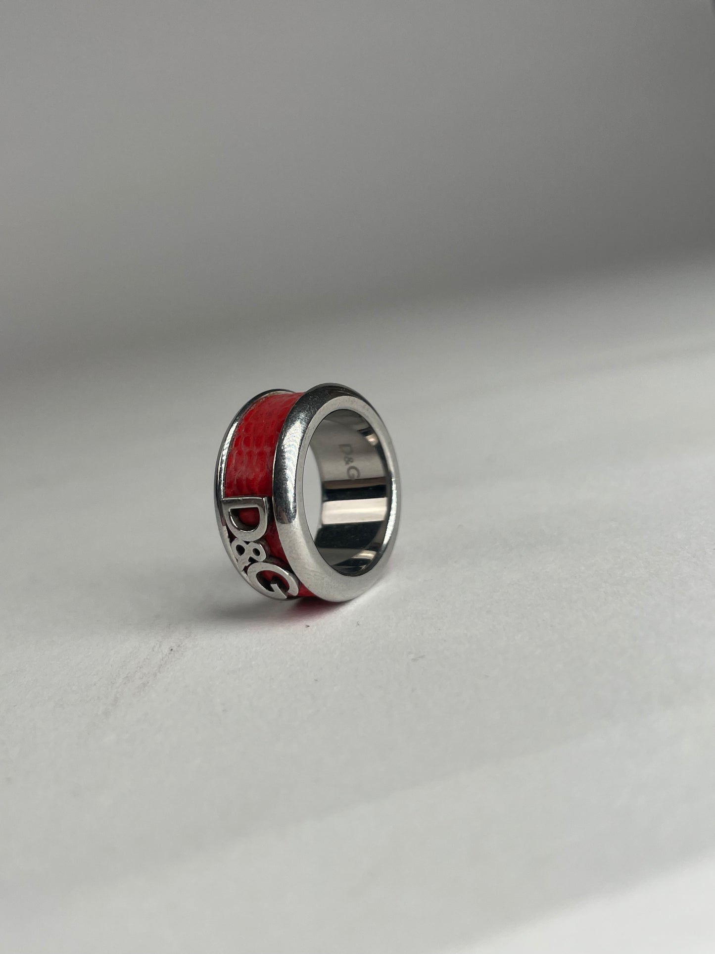 Vintage Dolce & Gabbana Steel Ring Silber/orange unisex