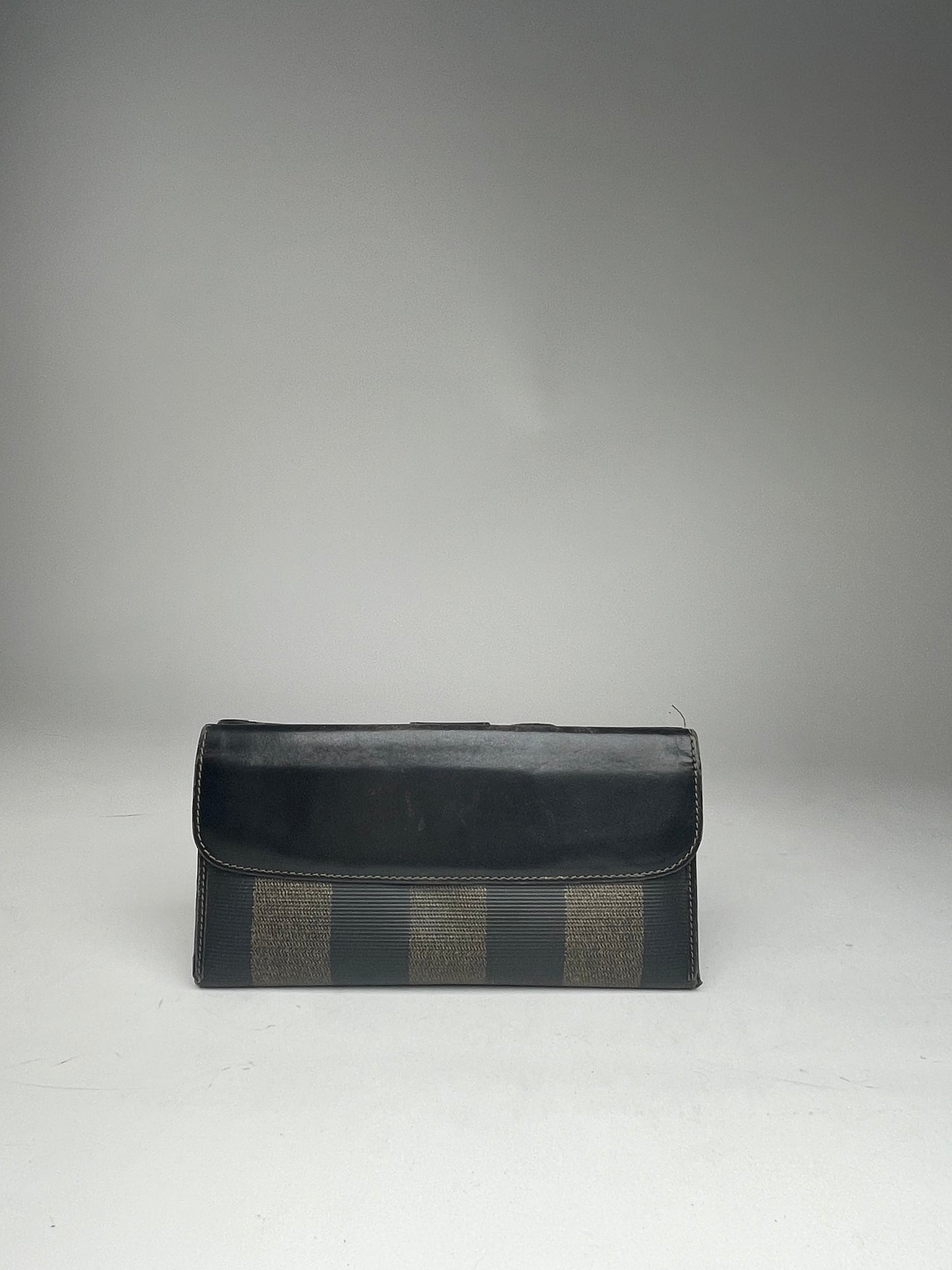Vintage Fendi Roma Leather Wallet Brown Black striped