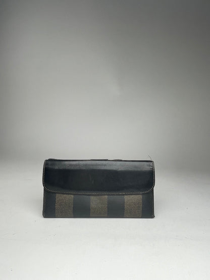 Vintage Fendi Roma Leather Wallet Brown Black striped