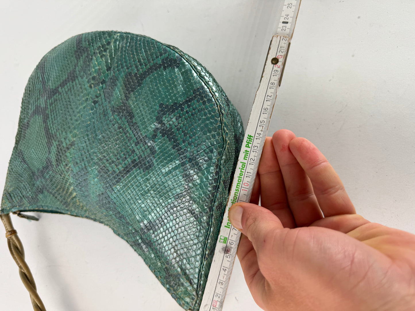 Vintage Gianni Versace Snakskin Leather Bag Turquoise golden