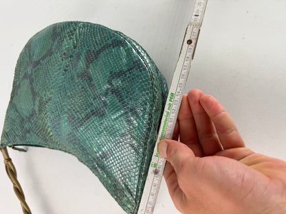 Vintage Gianni Versace Snakskin Leather Bag Turquoise golden