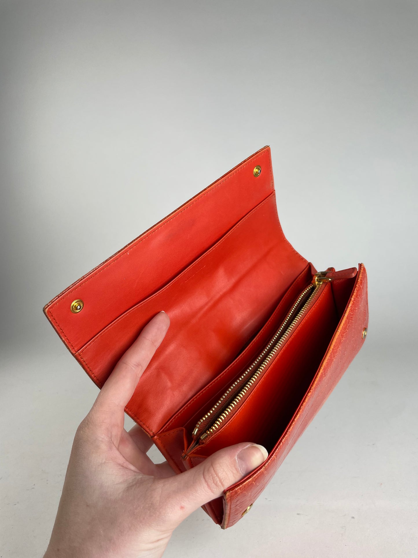 Portefeuille vintage en cuir Miu Miu orange