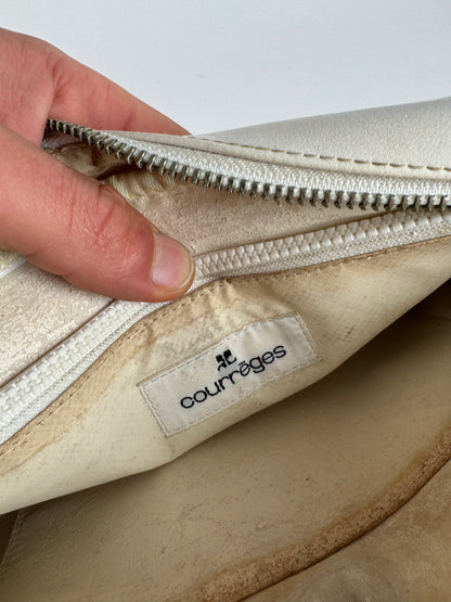 Vintage Courreges Paris Leather Crossbody Bag White