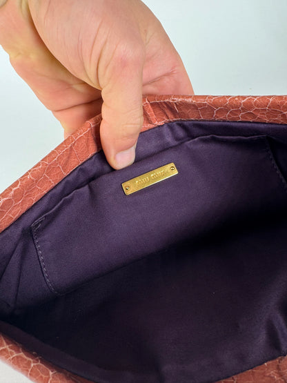 Vintage Miu Miu Crocodile Leather Clutch orange-brown